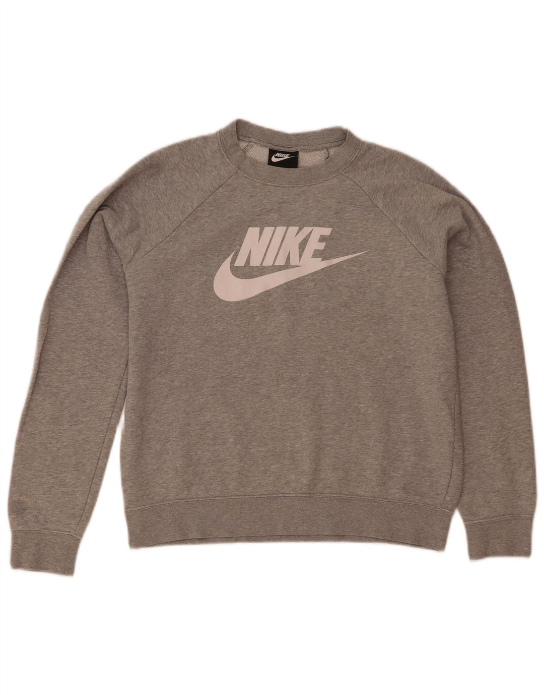 Nike feminino oversized gráfico moletom jumper UK 10 pequeno cinza manchado