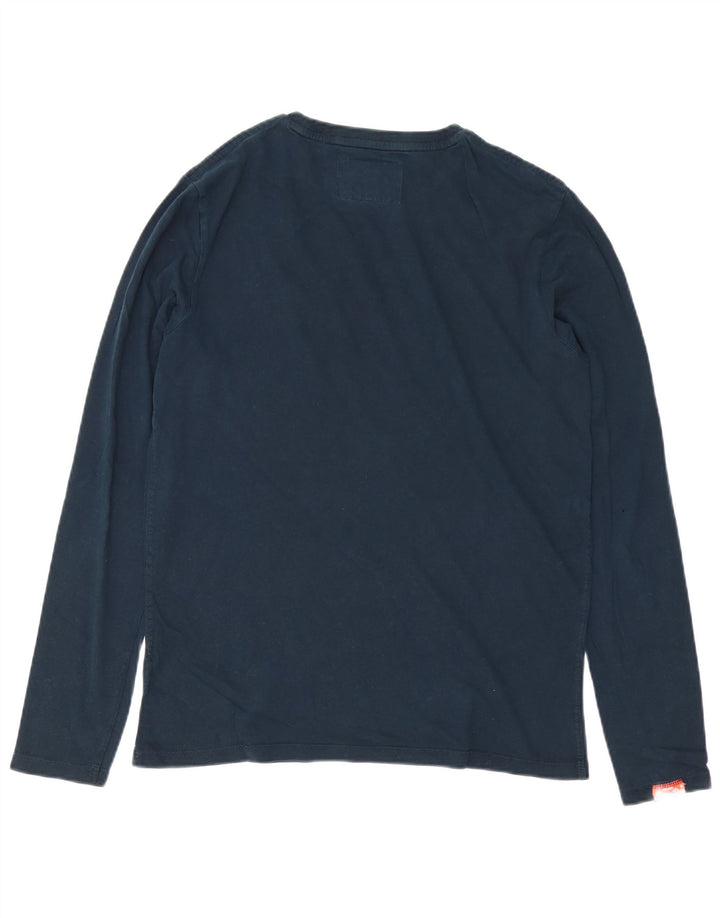 SUPERDRY Top masculino manga comprida grande azul marinho