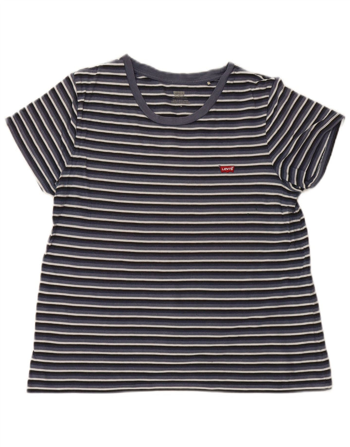 Camiseta feminina Levi's Top UK 12 médio listrado azul marinho