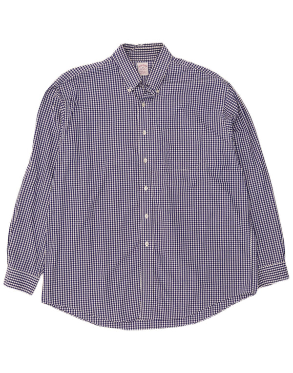 Camisa masculina Brooks Brothers XL azul algodão guingão