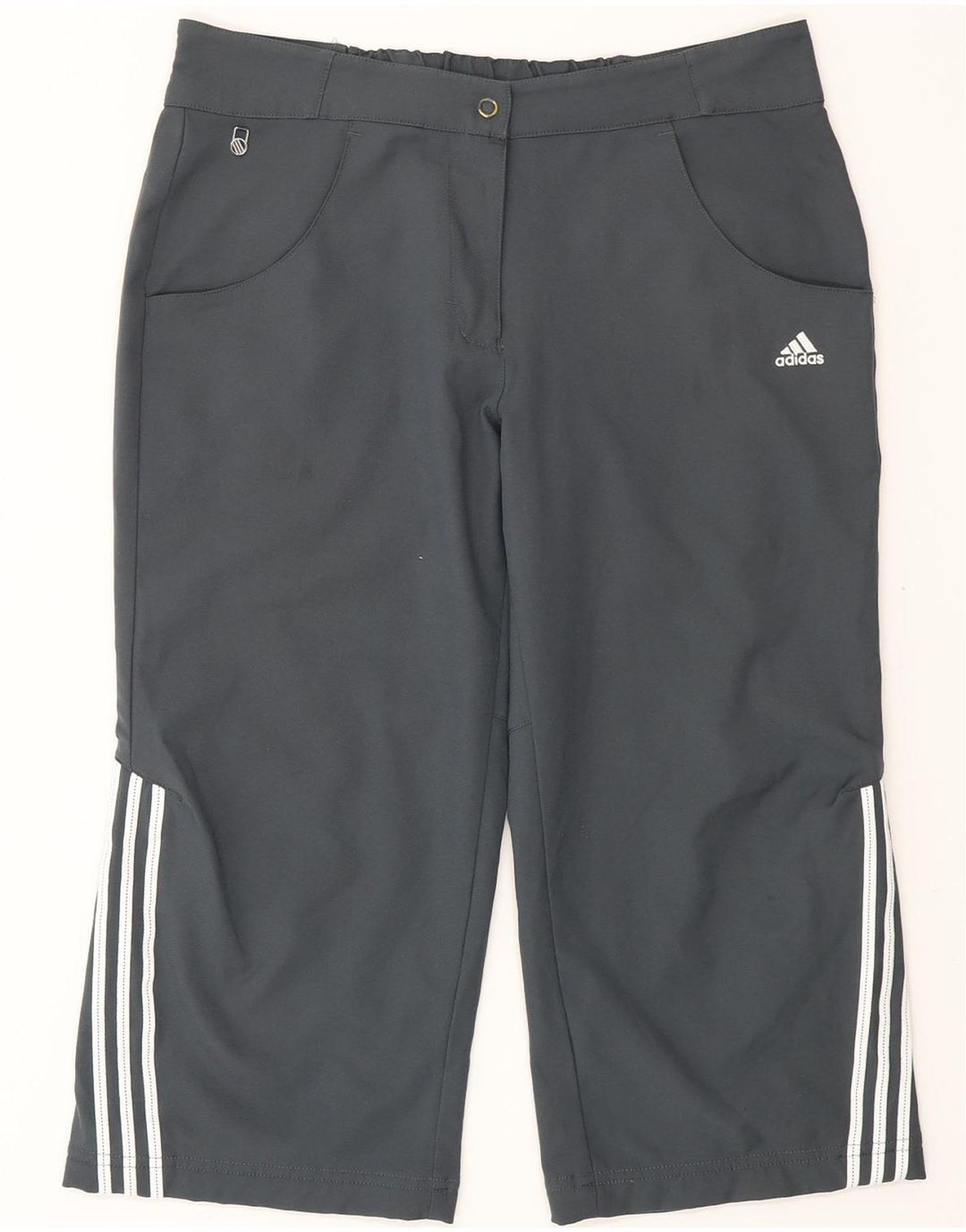 Calça Capri Feminina ADIDAS UK 10 Pequena W30 L19 Cinza Poliéster