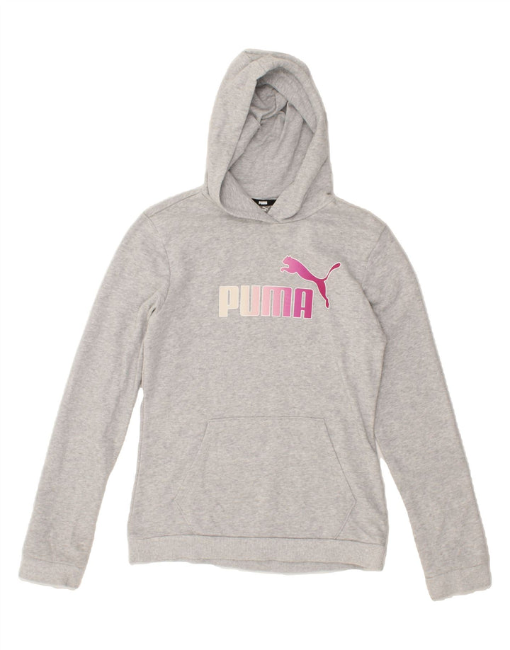 PUMA Girls Graphic Hoodie Jumper 15-16 Years Grey Vintage Puma and Second-Hand Puma from Messina Hembry 