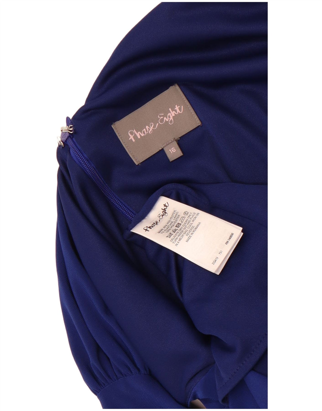 Vestido maxi feminino sem mangas Fase Oito Reino Unido 16 poliéster azul grande