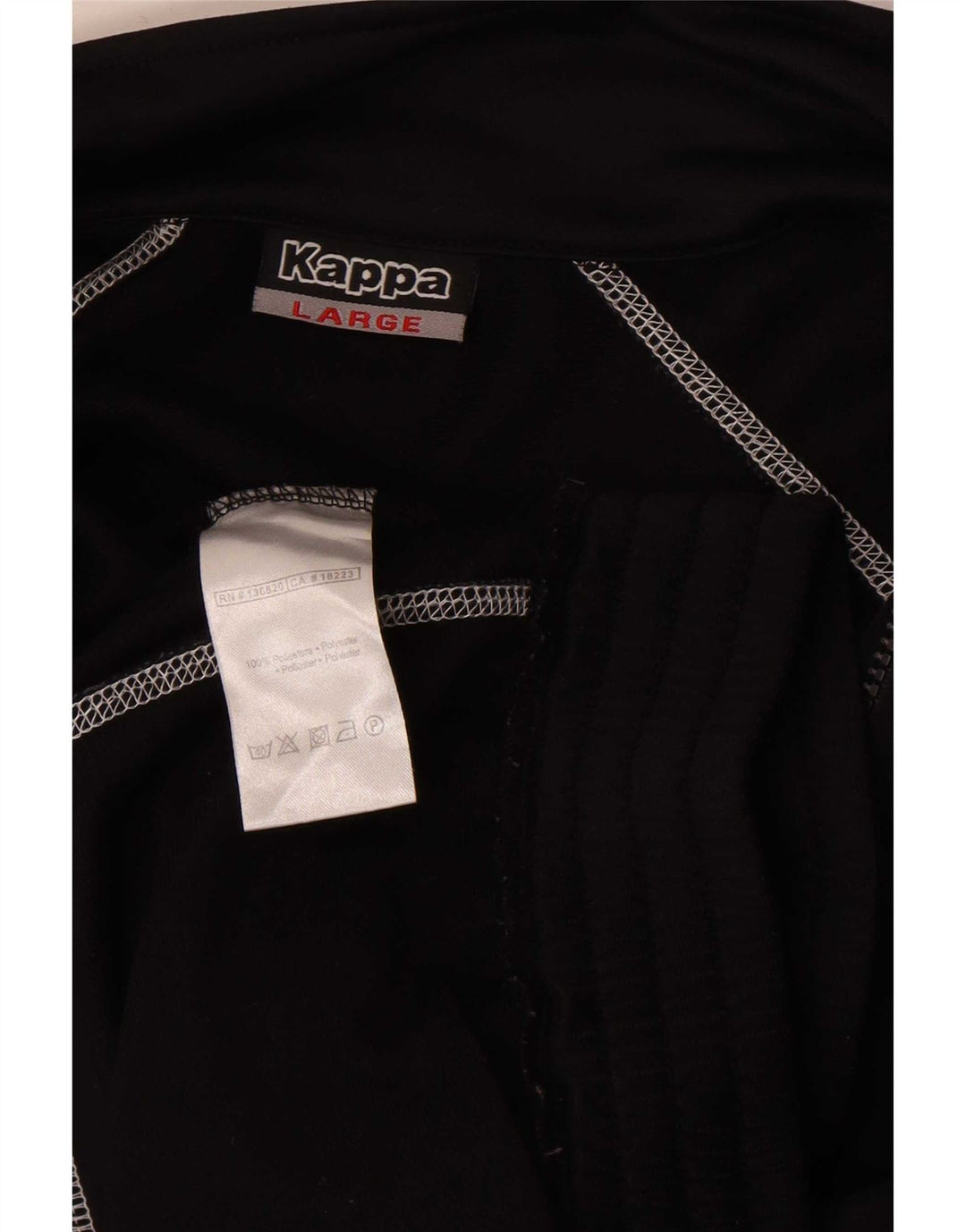 Kappa Mens Graphic Tracksuit Top Jacket Grande Preto Colorblock Poliéster