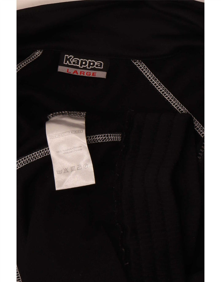 Kappa Mens Graphic Tracksuit Top Jacket Grande Preto Colorblock Poliéster