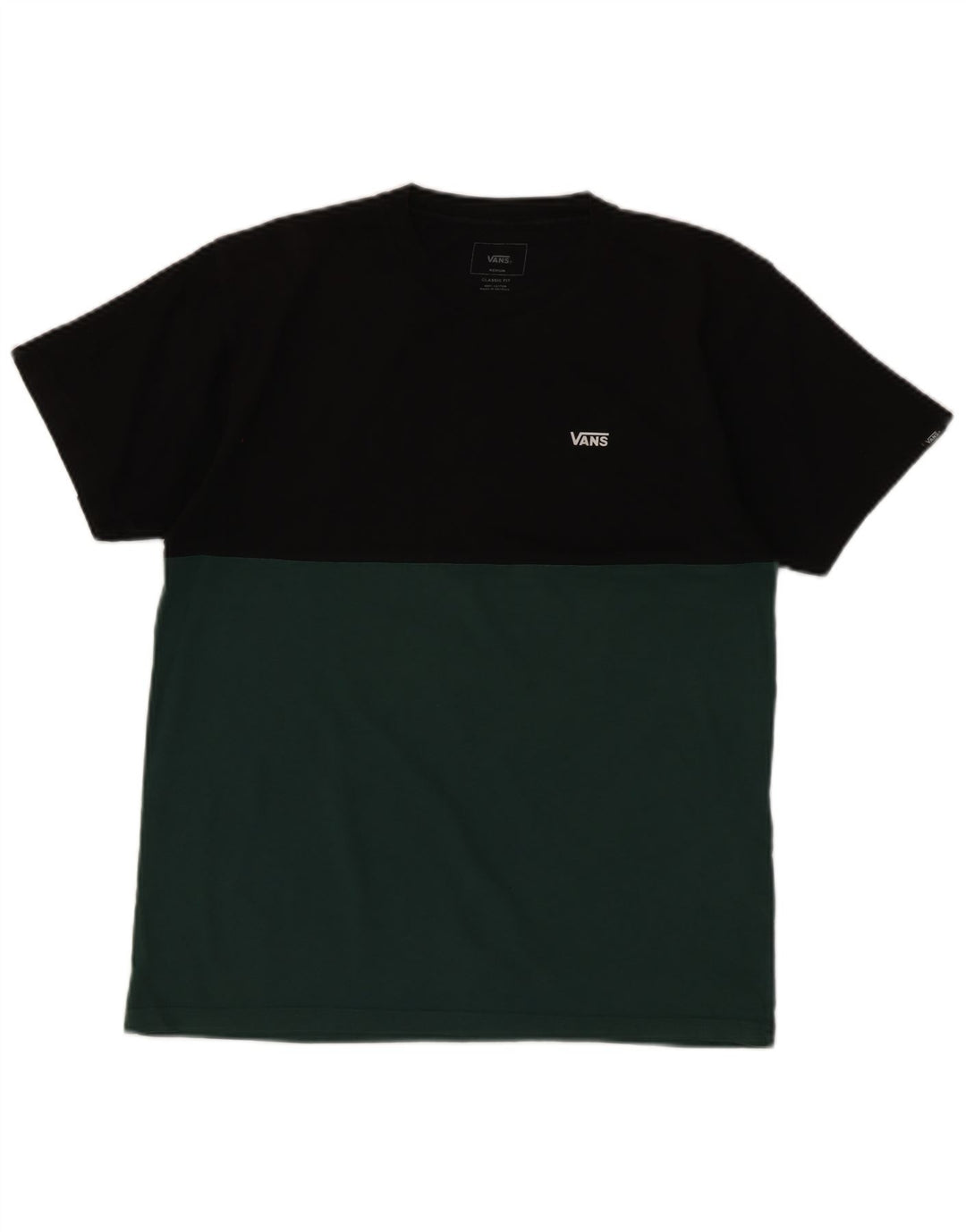 Camiseta masculina Vans Classic Fit Top médio preto colorblock algodão