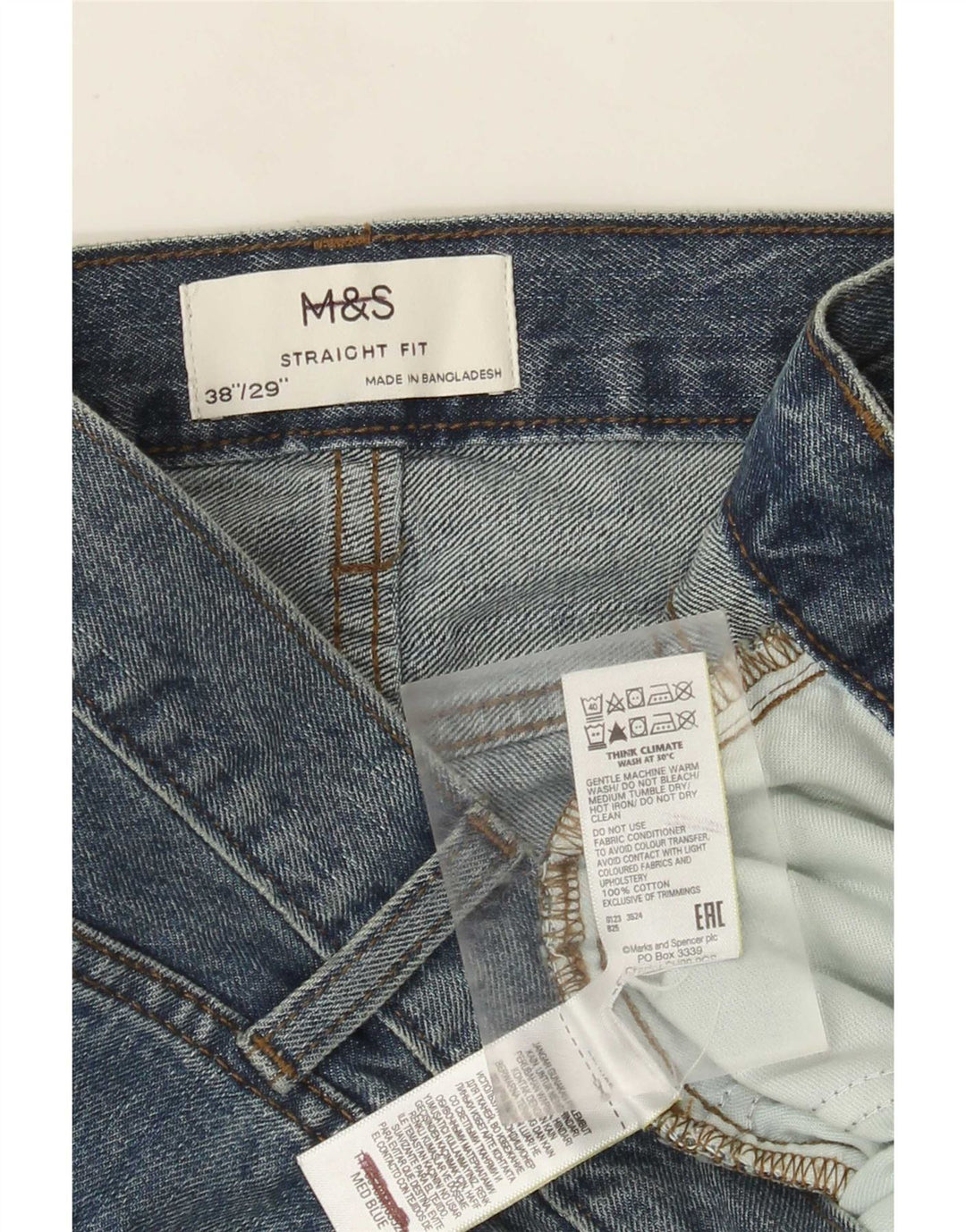 Jeans retos masculinos Marks & Spencer W38 L29 algodão azul