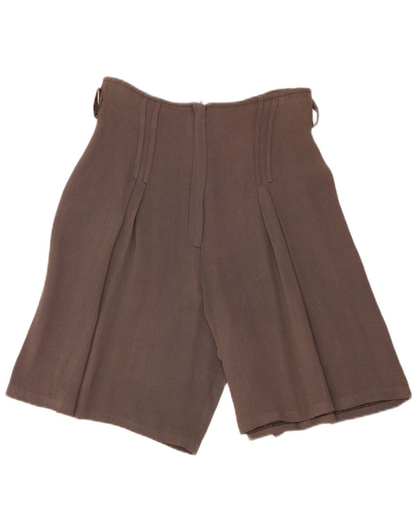 Shorts casuais femininos vintage de cintura alta IT 42 médio W28 acetato marrom