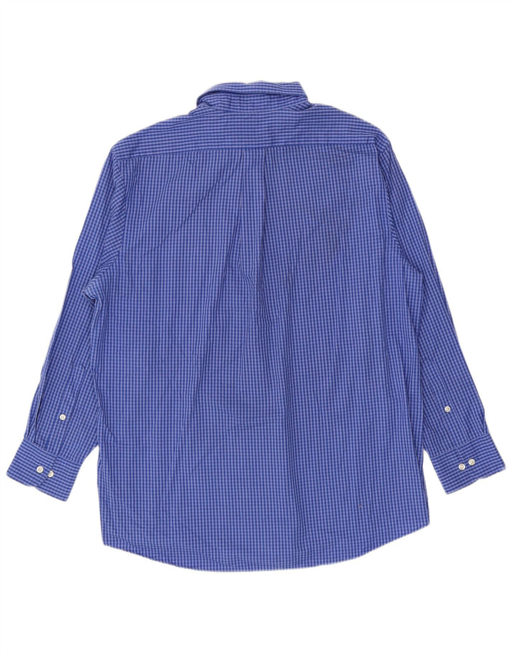 Camisa masculina Chaps Classic Fit tamanho 16 16 1/2 grande algodão guingão azul
