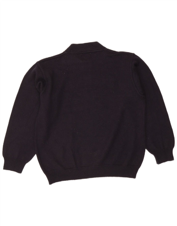 Suéter masculino vintage com gola tartaruga e lã azul marinho médio