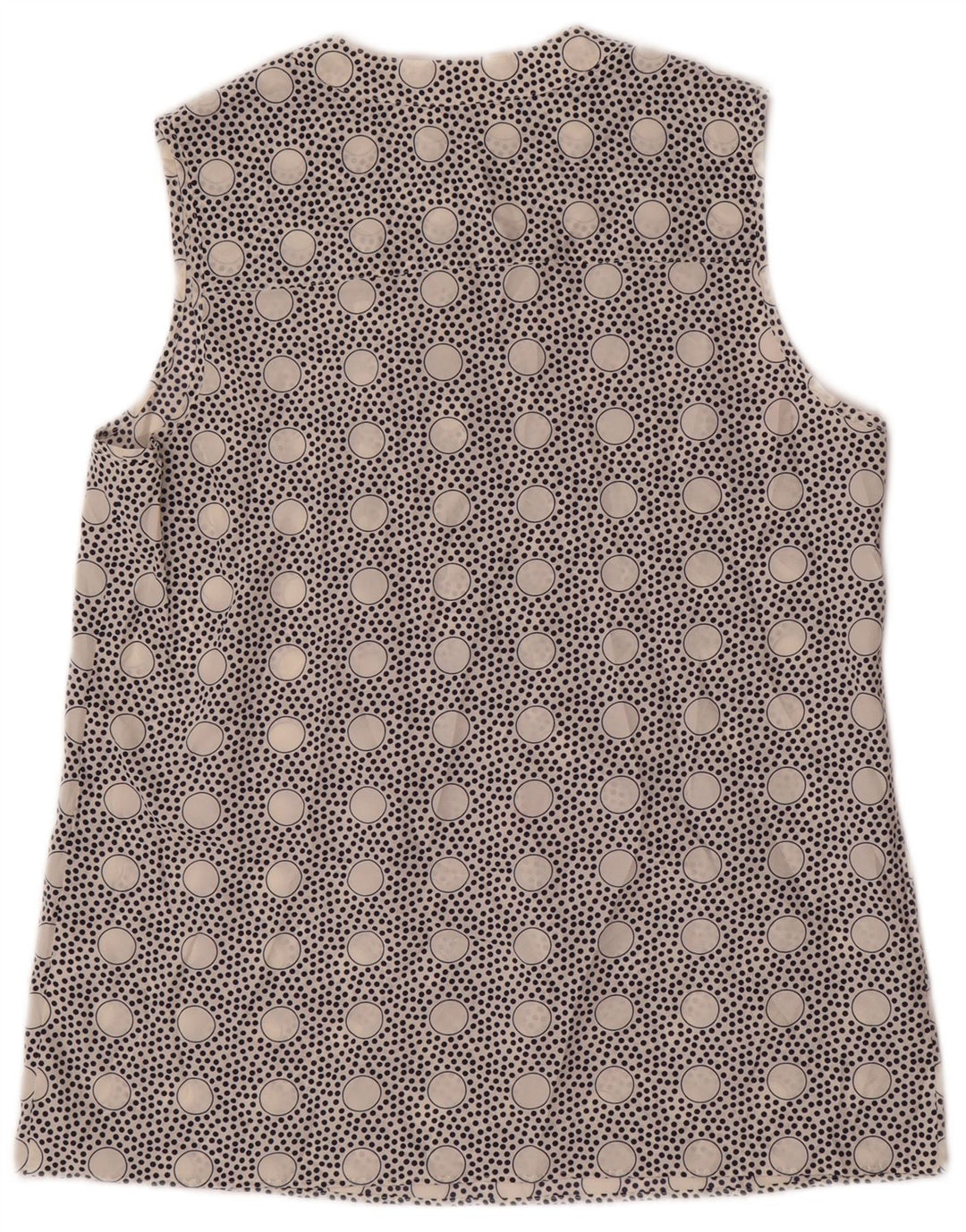 J. CREW Blusa feminina sem mangas top EUA 4 pequenas bolinhas brancas de poliéster