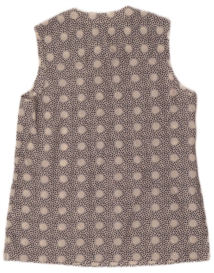 J. CREW Blusa feminina sem mangas top EUA 4 pequenas bolinhas brancas de poliéster