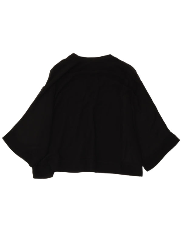 Blusa feminina Zara manga 3/4 oversized UK 6 XS preto poliéster