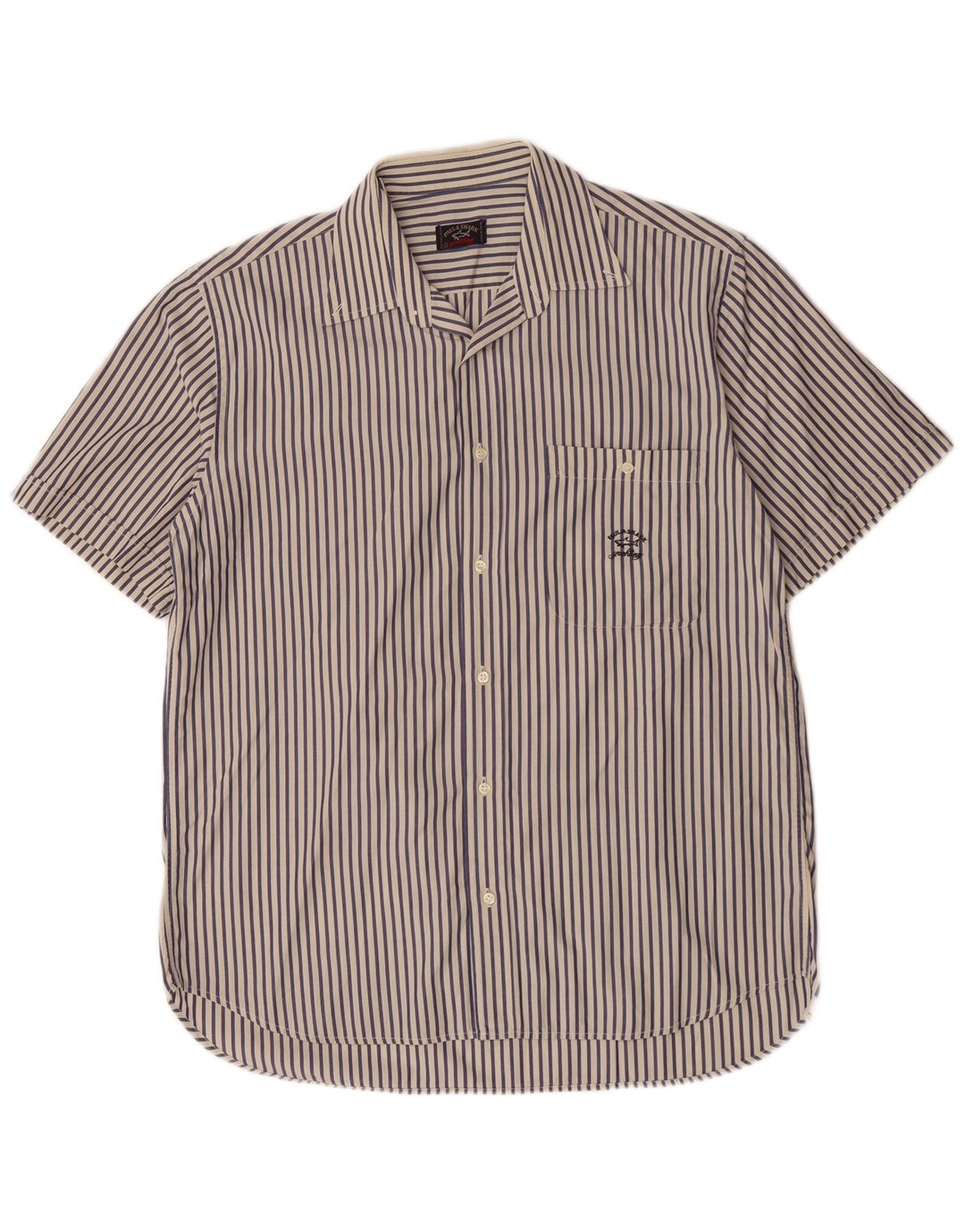 Camisa masculina de manga curta Paul & Shark grande algodão listrado azul marinho