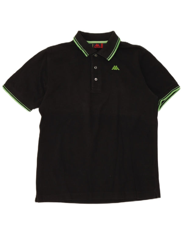 Camisa polo masculina Kappa pequena listrada preta de algodão