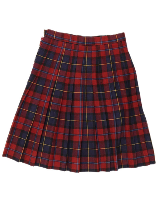 NORTONS Womens High Waist Pleated Wrap Skirt IT 44 Medium W26  Red Plaid