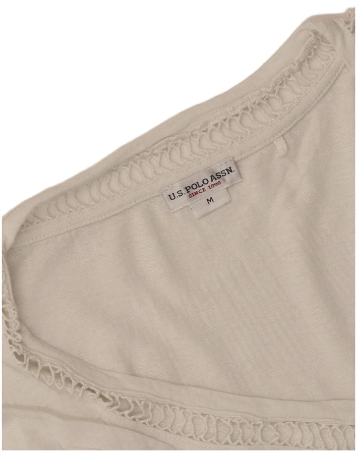 US Polo Assn. Camiseta Feminina Top UK 14 Médio Branco