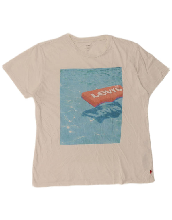 Camiseta feminina gráfica Levi's UK 16 grande algodão branco