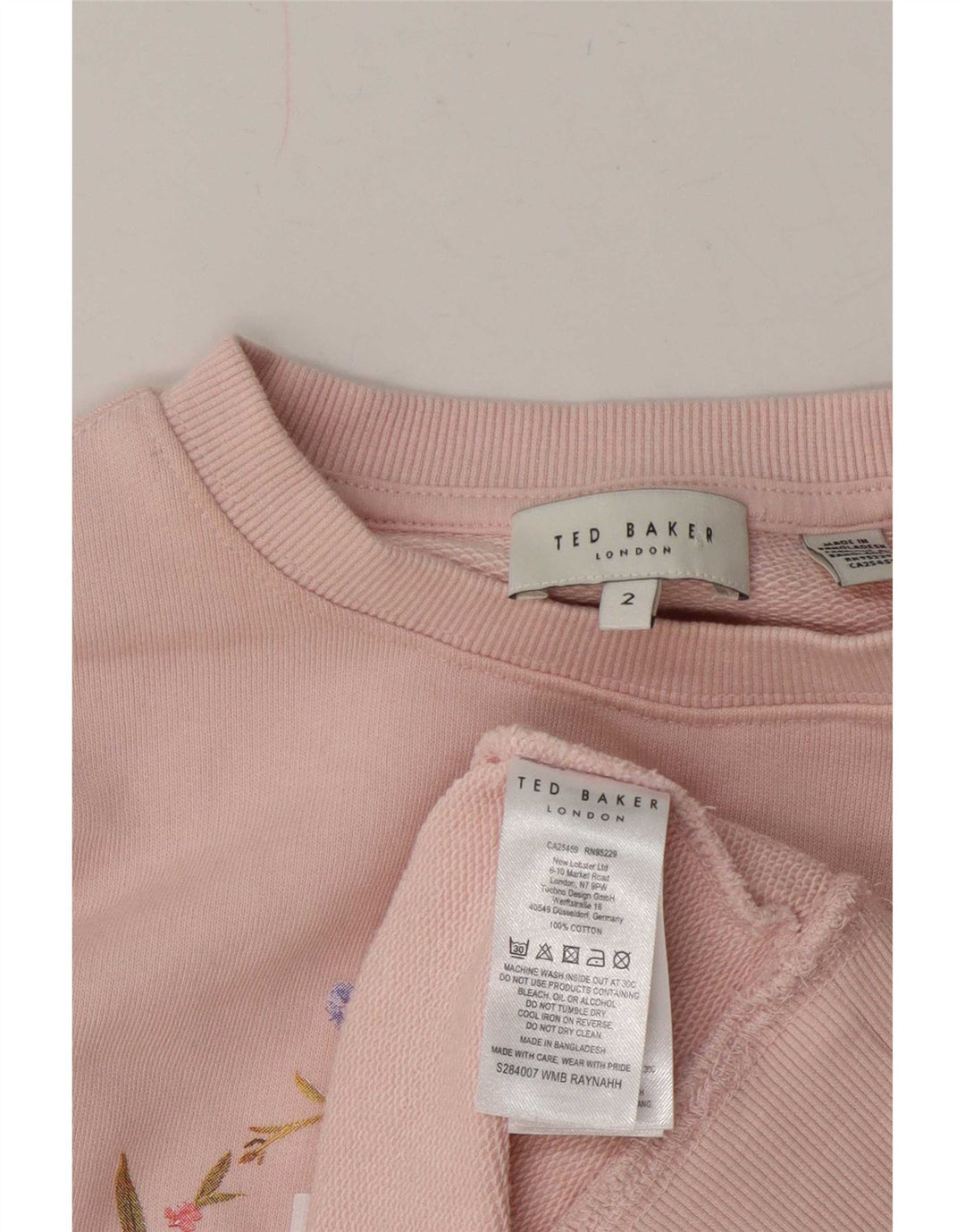 Ted Baker moletom feminino grande com estampa gráfica tamanho 2 pequeno rosa