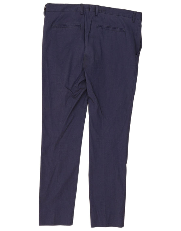 Zara Mens Slim Chino Calças EU 44 Grande W34 L32 Azul Marinho