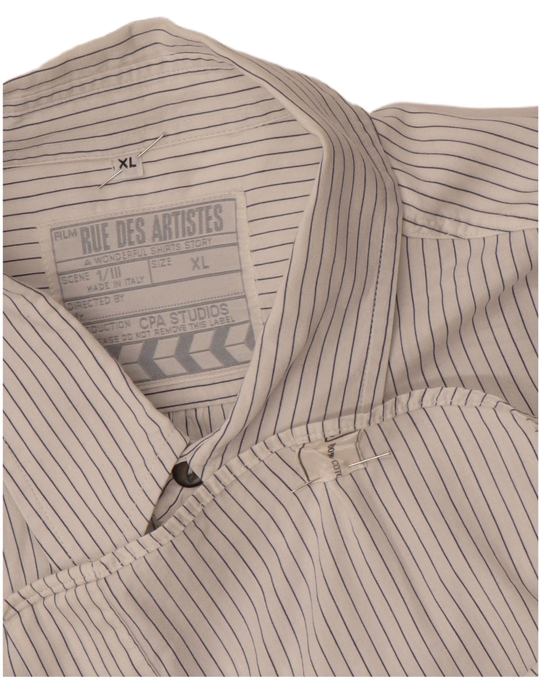 Camisa masculina VINTAGE XL algodão listrado branco