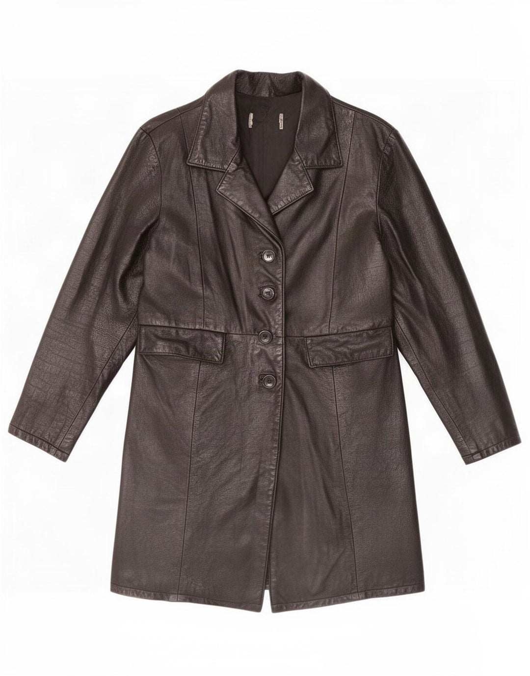 Casaco de couro feminino vintage UK 14 médio preto