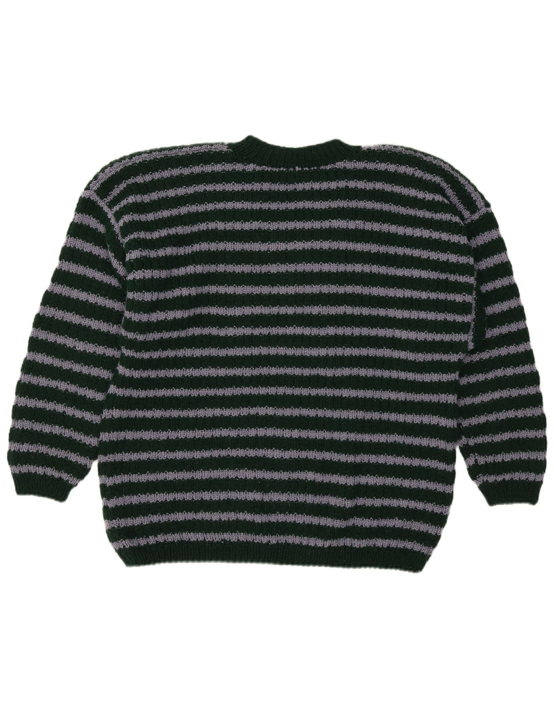 Suéter masculino vintage com decote em V listrado verde médio