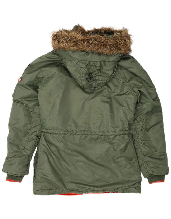 Jaqueta Parka masculina Superdry com capuz UK 36 Nylon verde pequeno