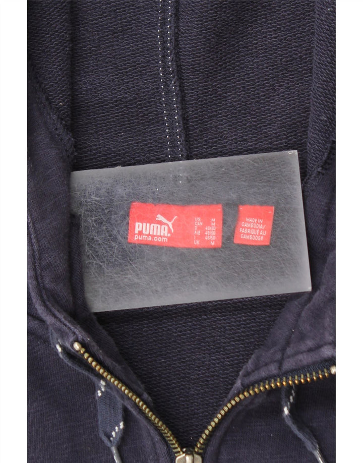 Suéter PUMA masculino com capuz e zíper gráfico médio azul marinho