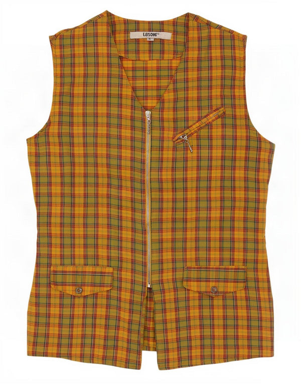 Colete utilitário feminino vintage EU 38 algodão xadrez médio multicolorido