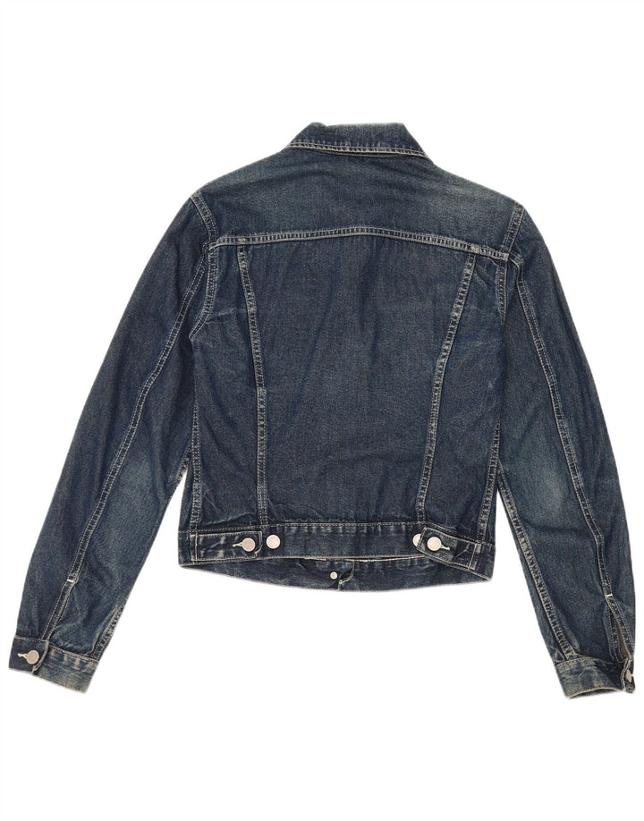 Jaqueta jeans feminina Benetton UK 10 algodão azul pequeno