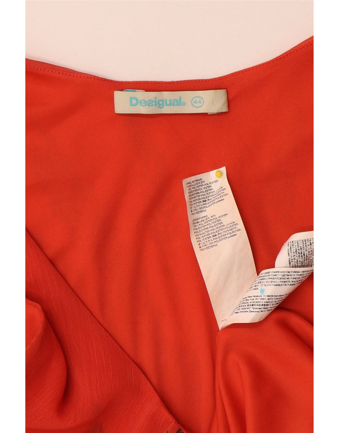 Vestido feminino Desigual sem mangas EU 44 XL poliéster floral vermelho
