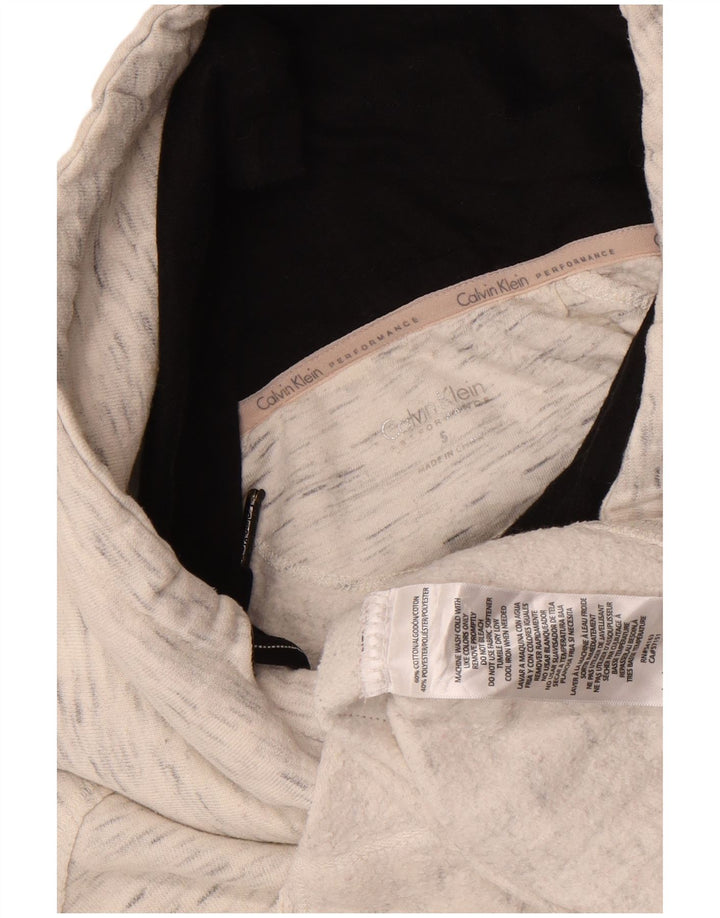 Calvin Klein moletom gráfico feminino jumper UK 10 pequeno cinza manchado