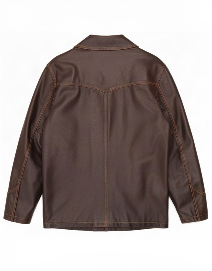 Jaqueta de couro masculina J.J.Scott IT 48 marrom médio