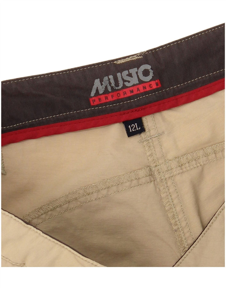 Calça cargo feminina MUSTO reta US 12 grande W32 L29 algodão bege