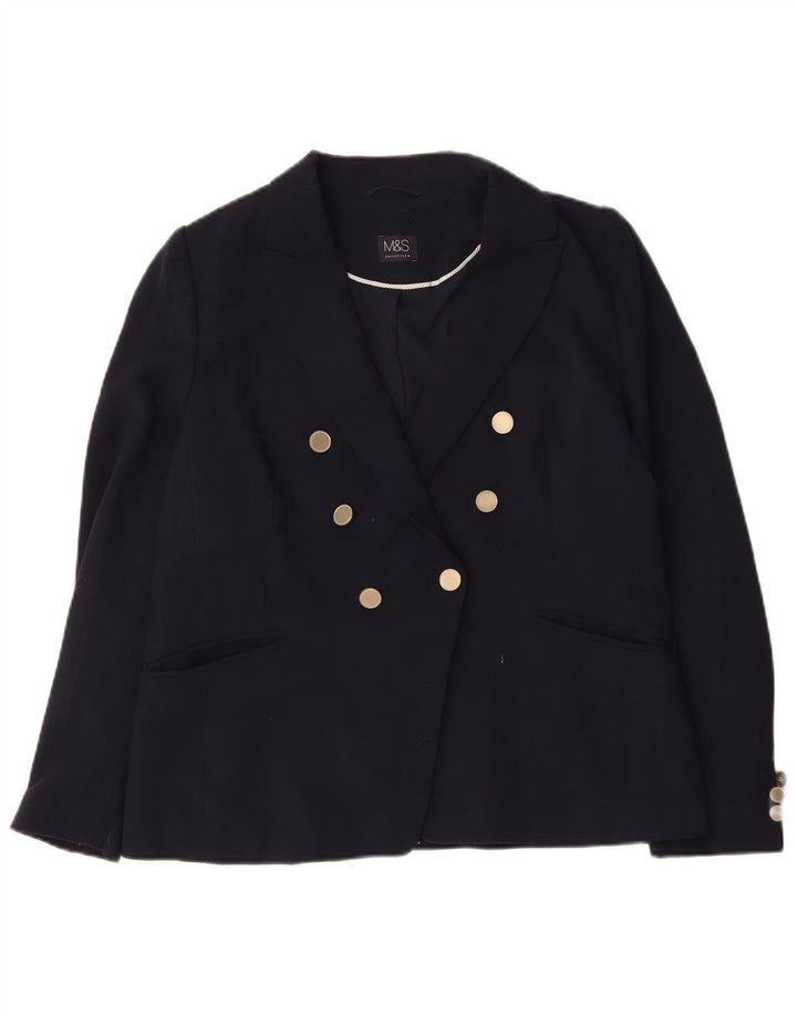 Jaqueta blazer feminina Marks & Spencer com peito duplo Reino Unido 16 grande azul marinho