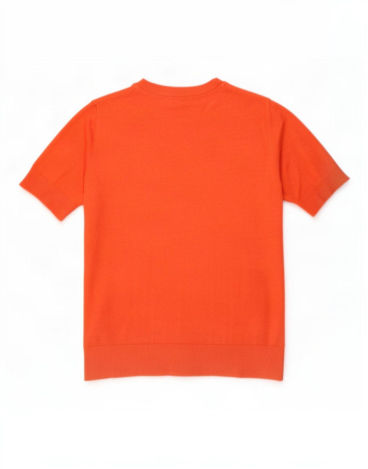 Suéter feminino Marks & Spencer com gola redonda Reino Unido 12 médio laranja