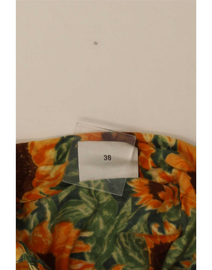 Camisa feminina vintage manga curta EU 38 média floral multicolorida