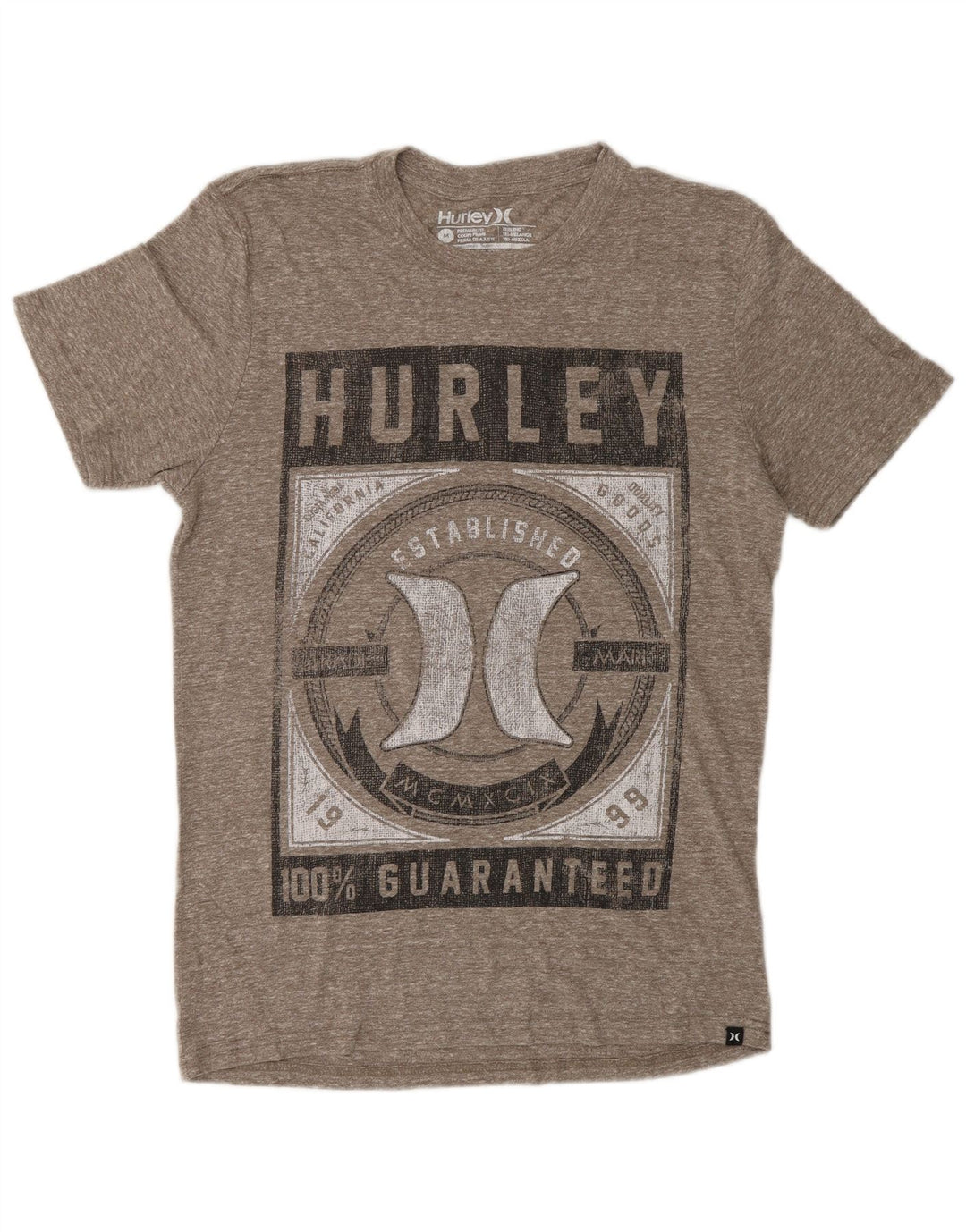 Camiseta masculina HURLEY com ajuste premium gráfico cinza médio manchado