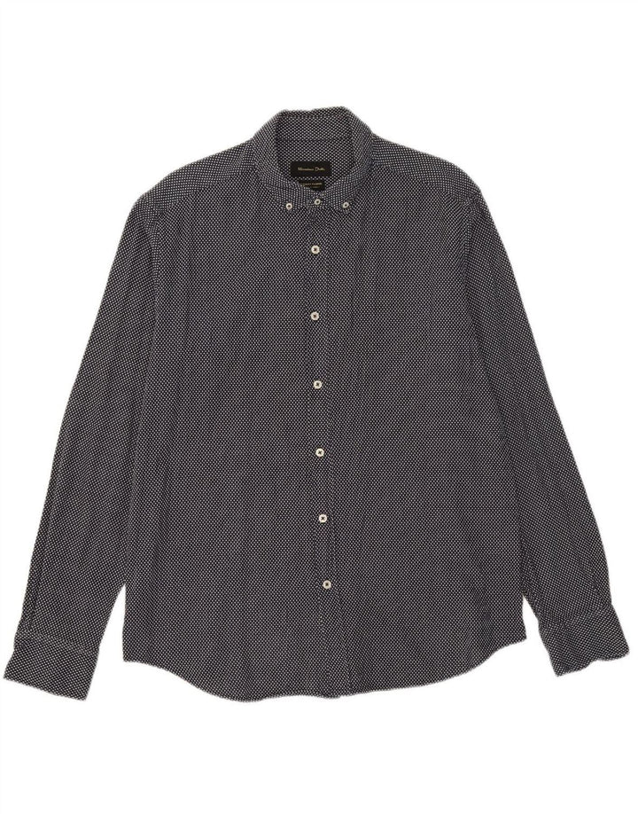 Camisa masculina MASSIMO DUTTI XL azul marinho manchado