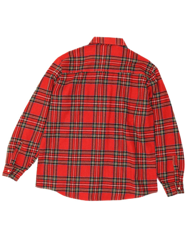 Camisa masculina de flanela VINTAGE grande xadrez vermelho