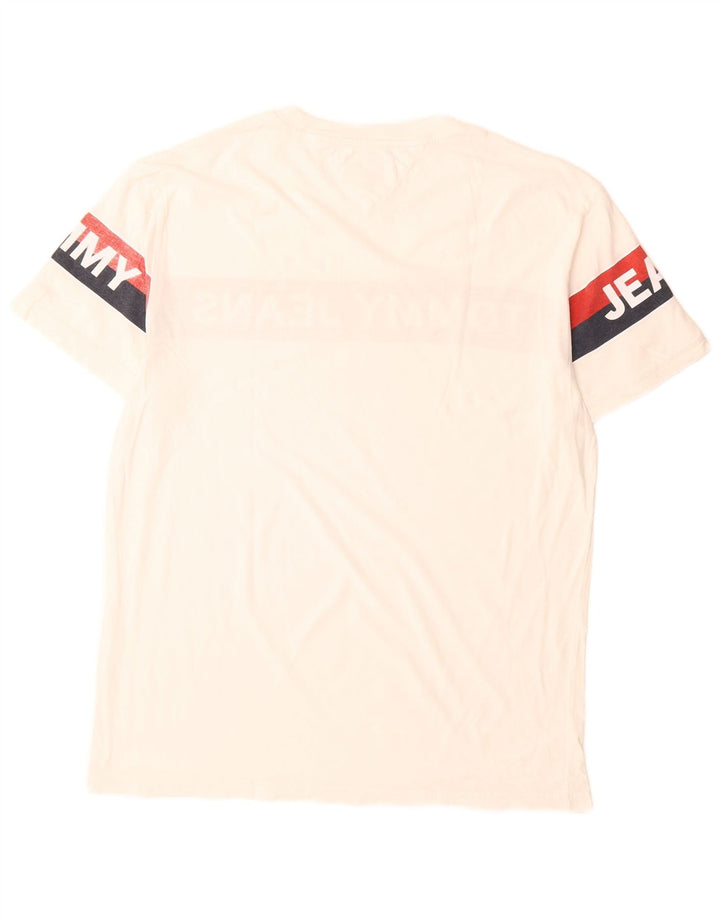 Tommy Hilfiger Camiseta masculina gráfica Top Médio Branco