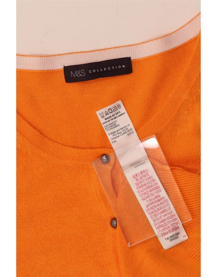 Suéter cardigã feminino Marks & Spencer Reino Unido 12 viscose laranja médio