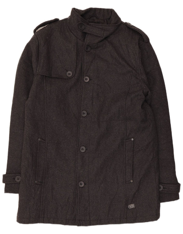 Sobretudo militar masculino Blend UK 44 2XL lã cinza