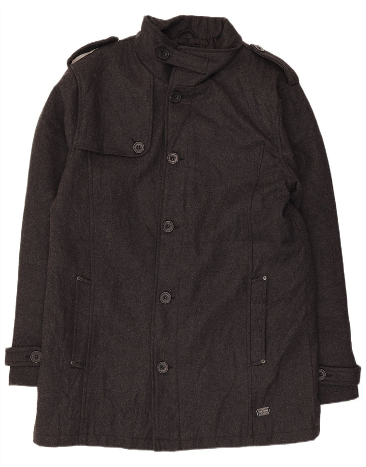 Sobretudo militar masculino Blend UK 44 2XL lã cinza