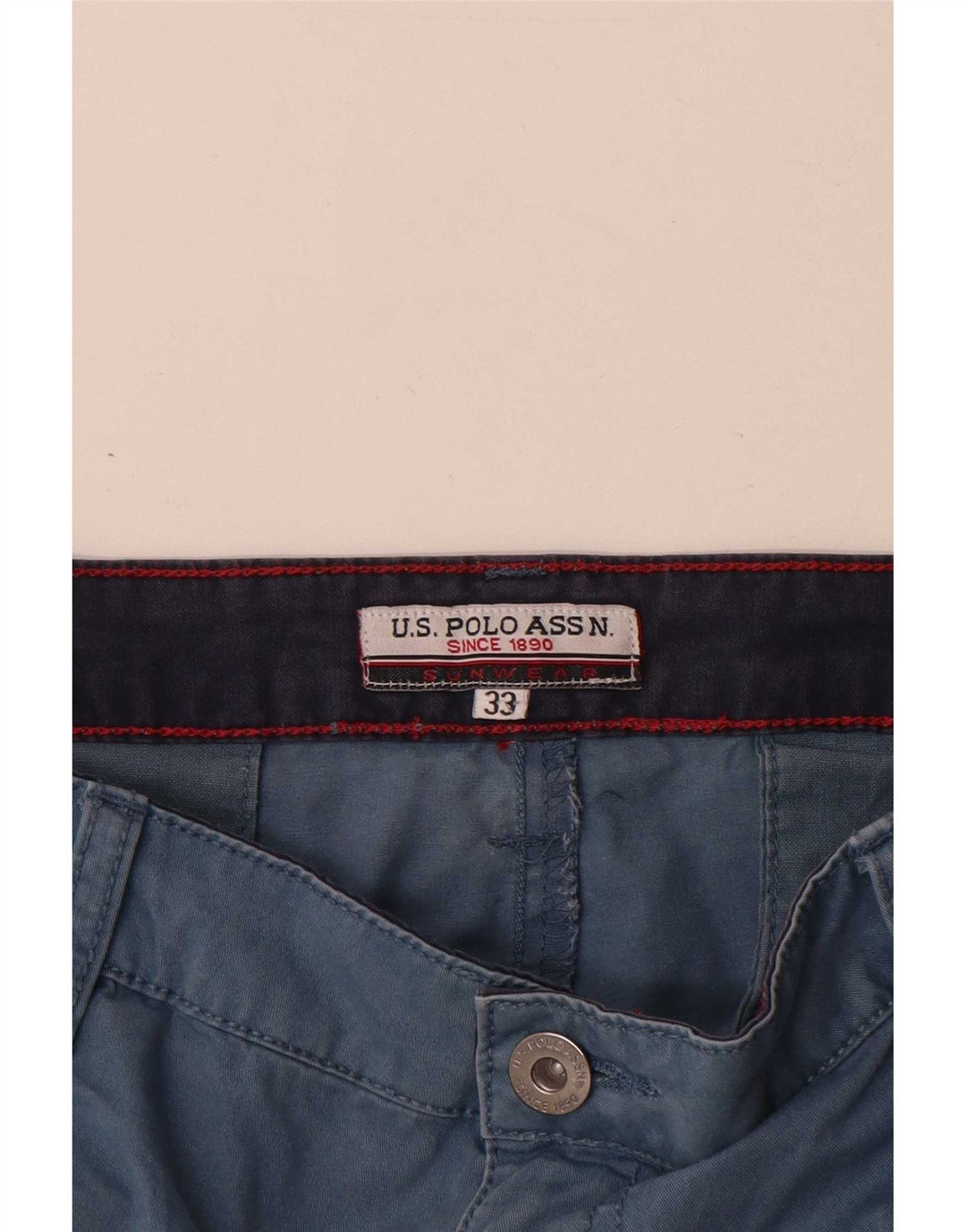 US Polo Assn. Shorts Chino Masculino W33 Algodão Azul Médio