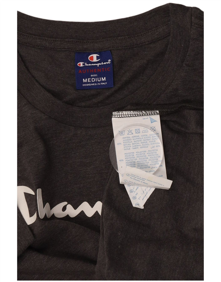 Camiseta Champion masculina gráfica Top algodão cinza médio