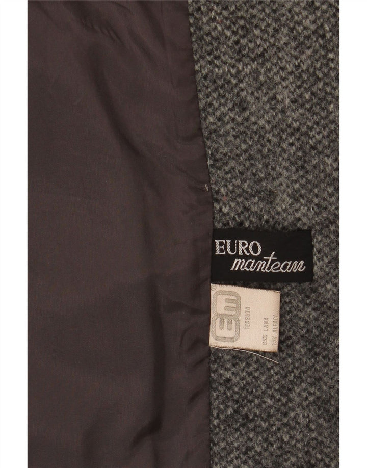 Casaco feminino vintage com peito duplo Reino Unido 16 grande lã cinza