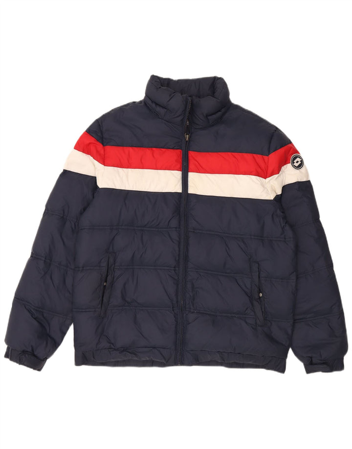 Jaqueta acolchoada masculina LOTTO Reino Unido 40 grande bloco colorido azul marinho nylon