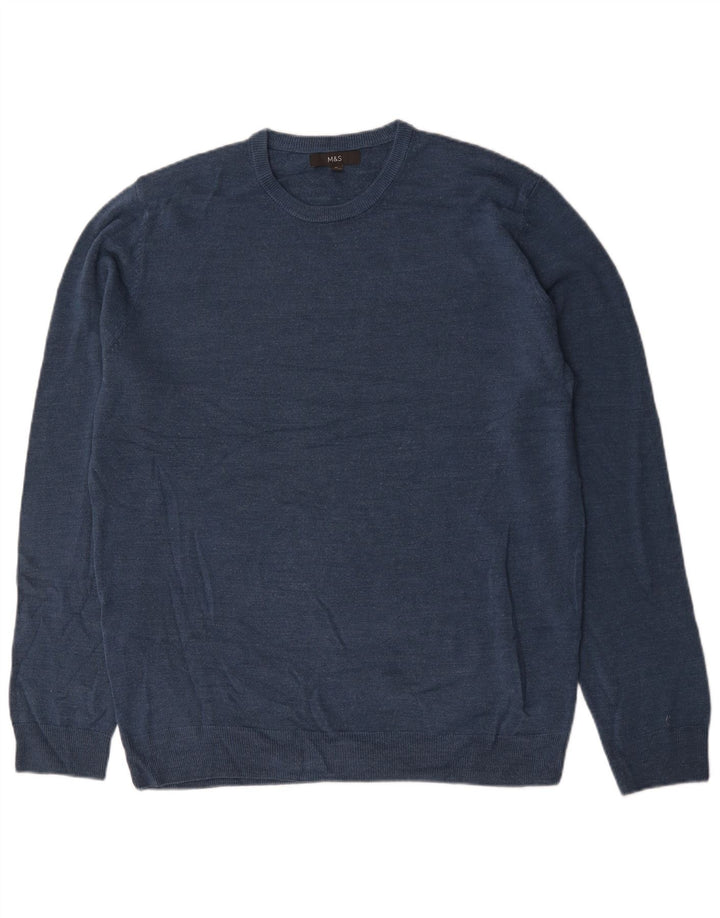 Suéter masculino Marks & Spencer com gola redonda XL azul marinho acrílico